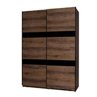 SCHWEBETÜRENSCHRANK Martin 150/215/69 2-türig - Schwarz Hochglanz/Schwarz, Holzwerkstoff/Metall (150/215/69cm) - Ravio