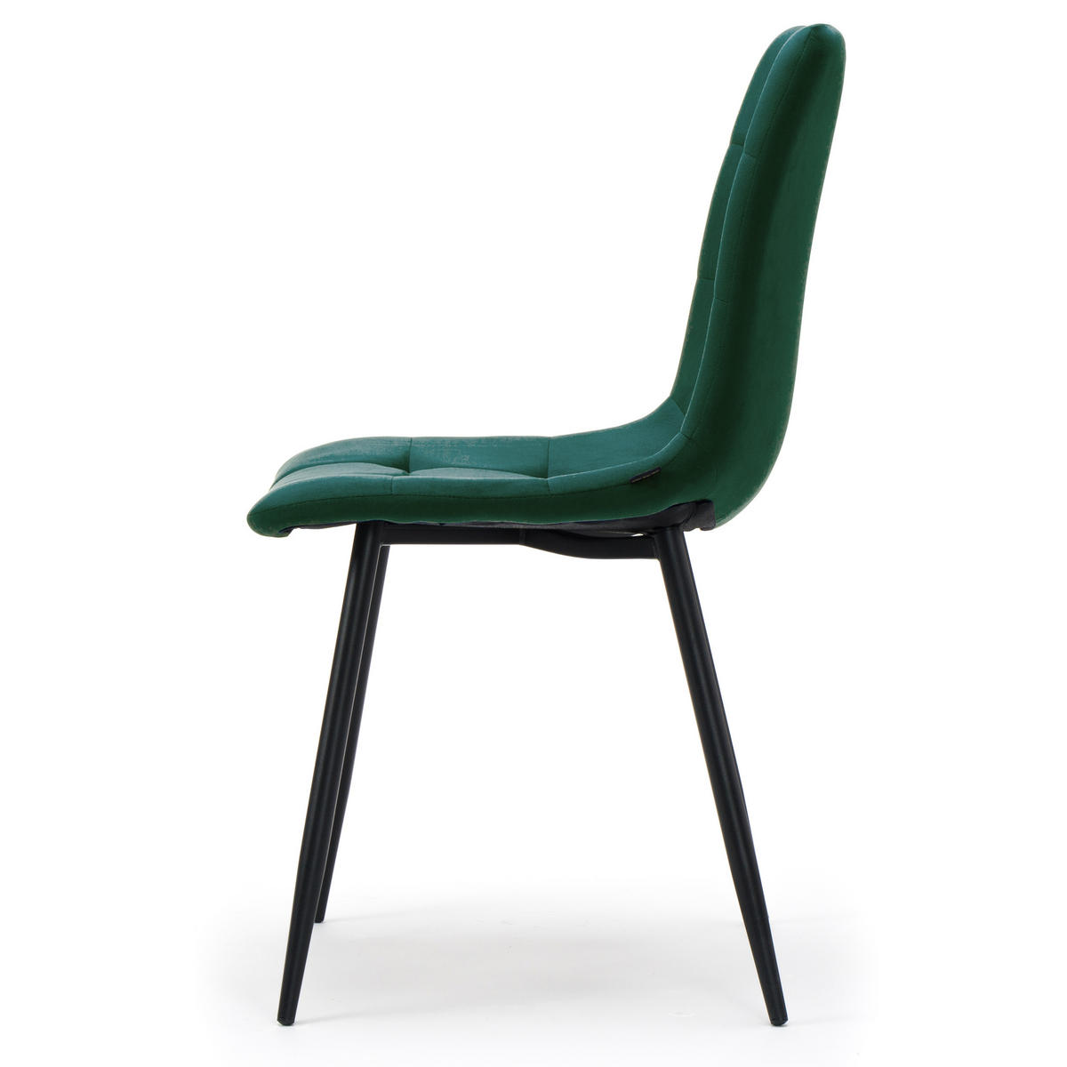 STUHL PARMA gepolsterter mit Steppung - grün - Samt Velour - Schwarz/Grün, Textil/Metall (45/88/55cm) - NEW HOME