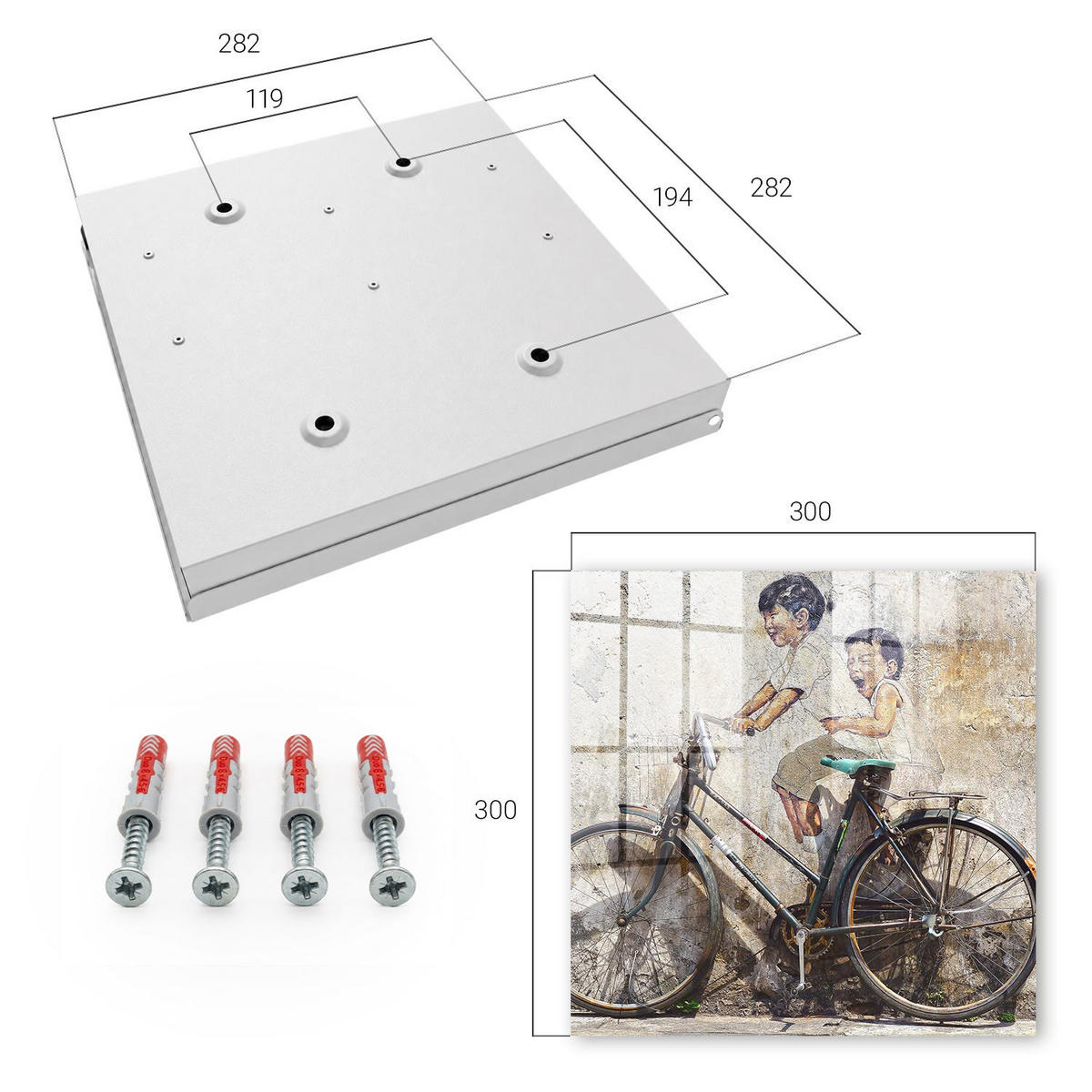 SCHLÜSSELBOX Weiß 30x30 cm – Türöffnung nach rechts - Kinder und Fahrrad - Beige, Metall (30/30/5cm) - TULUP