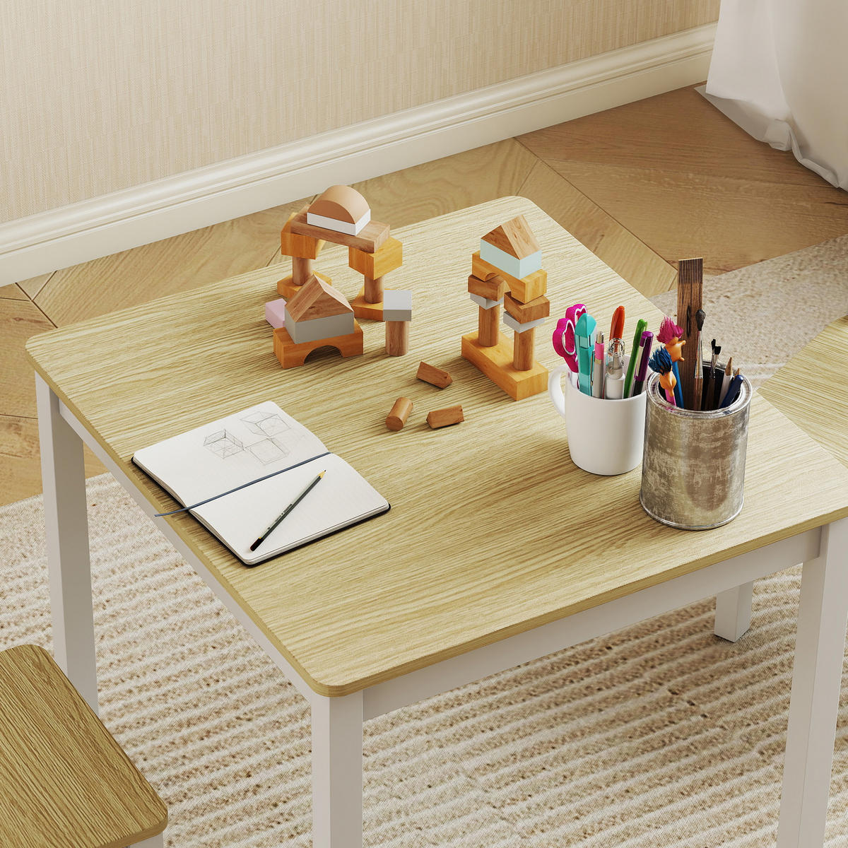 KINDERSITZGRUPPE DE-17545 2 Stühle zum Zeichnen & Lernen Naturholz - Naturfarben, Holzwerkstoff (52/48/56cm) - ComfortXL