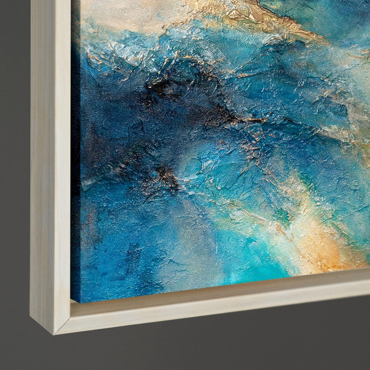 GEMÄLDE Glanz der Wellen Schattenfugenrahmen Beige 140x100 cm - Beige, Holz (140/100cm) - YS-art gallery