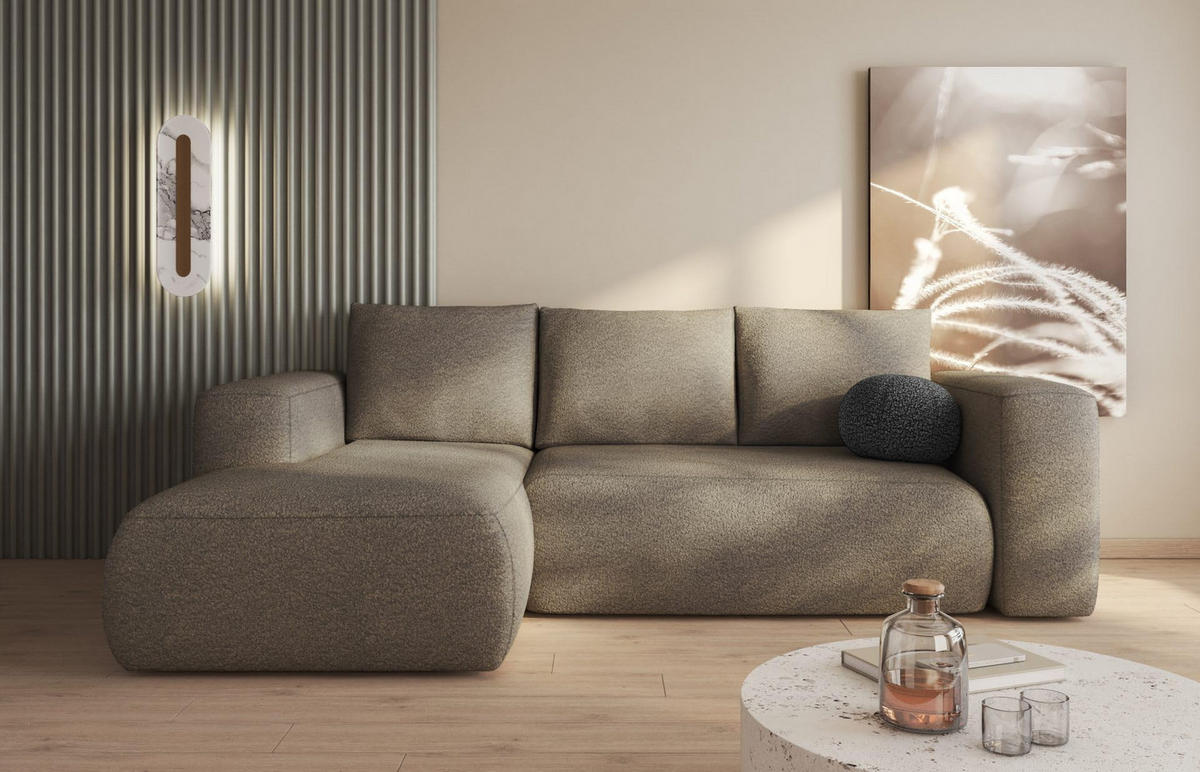 ECKSOFA LAMBI, Grau Beige - Lambi 03 - Cappuccino, Textil (114/266cm) - Moderno Meble