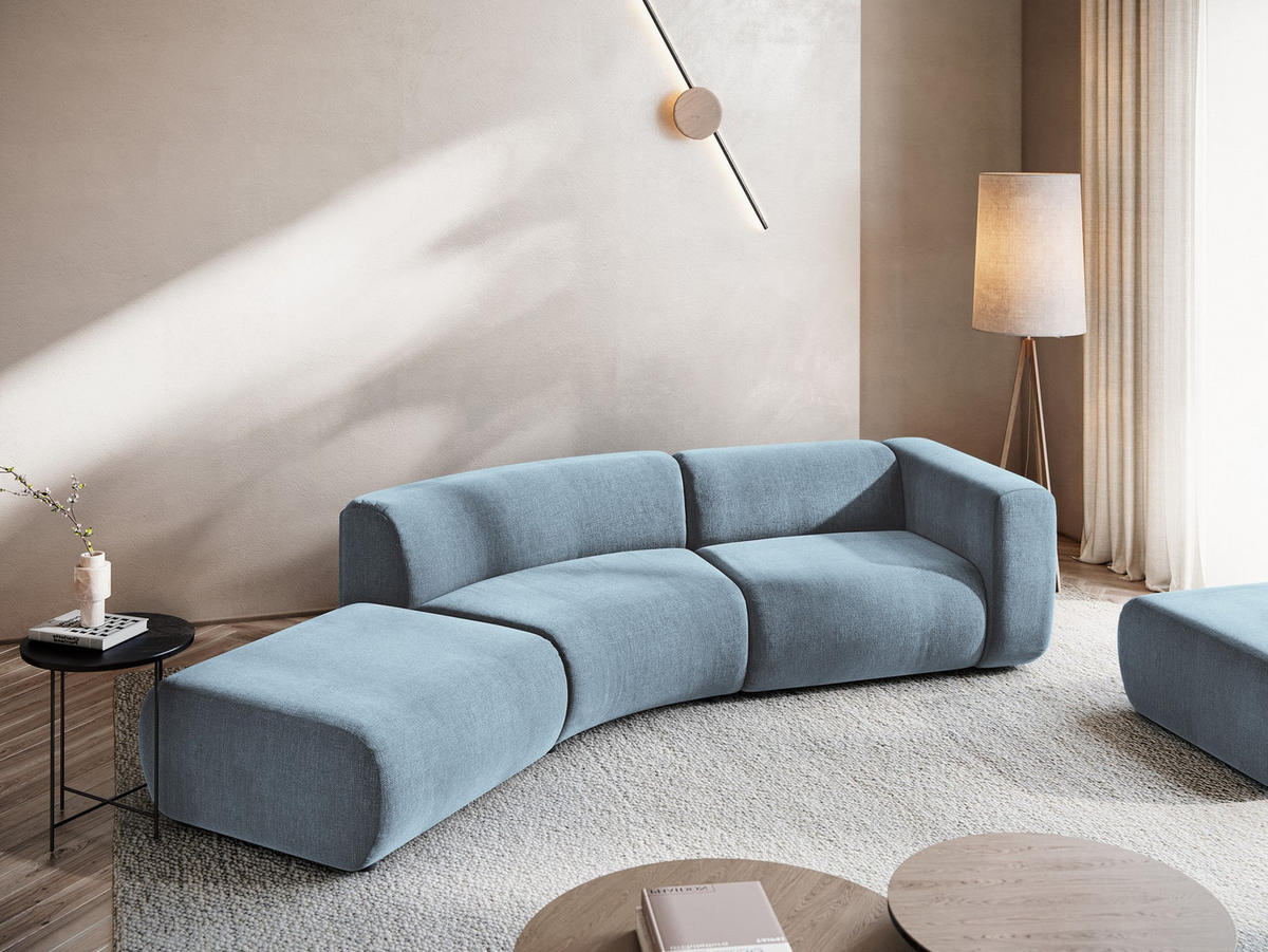 4-SITZER-SOFA Chenille Stoff Blau - Blau/Blaugrau, Kunststoff/Textil (335/70/166cm) - Makamii