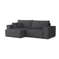 ECKSOFA MATT 255/153 cm links in Cord Anthrazit - Anthrazit/Schwarz, Holz/Holzwerkstoff (255/153cm) - Deine Möbel 24