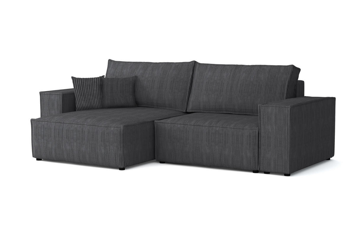ECKSOFA MATT 255/153 cm links in Cord Anthrazit - Anthrazit/Schwarz, Holz/Holzwerkstoff (255/153cm) - Deine Möbel 24
