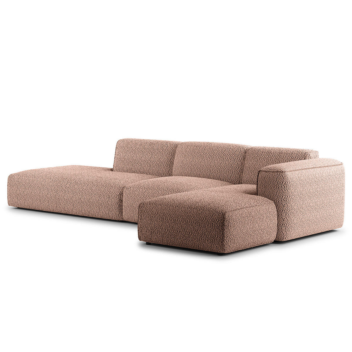 ECKSOFA mit Chaiselongue - Mauve/Schwarz, Kunststoff/Textil (290/173cm) - home24