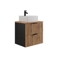 EINZELWASCHTISCH - 60cm x 46cm - MDF - schwarz, naturfarben hell - MADELA - Schwarz, Holz (60/57/46cm) - Vente-Unique