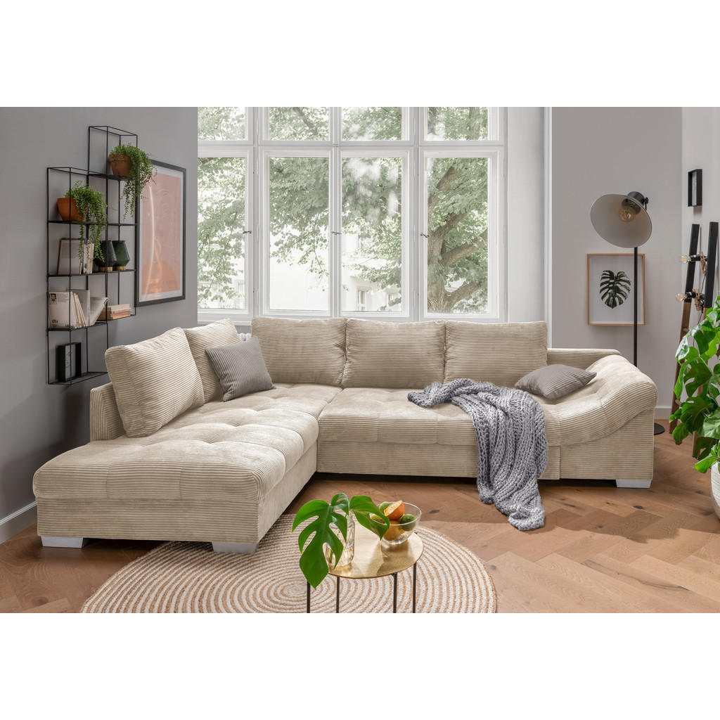 Thumbnail - luma-home Ecksofa, Beige, Textil, 4-Sitzer, Füllung: Polyurethan (Pur), Ottomane links,L-Form, 298x202 cm, Wohnzimmer, S...