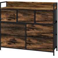 KOMMODE aus Polyester 98x29x85 cm Braun mit 7 Stoffschubladen und Stahlrahmen - Braun, Holzwerkstoff (98/85/29cm) - IVMEU