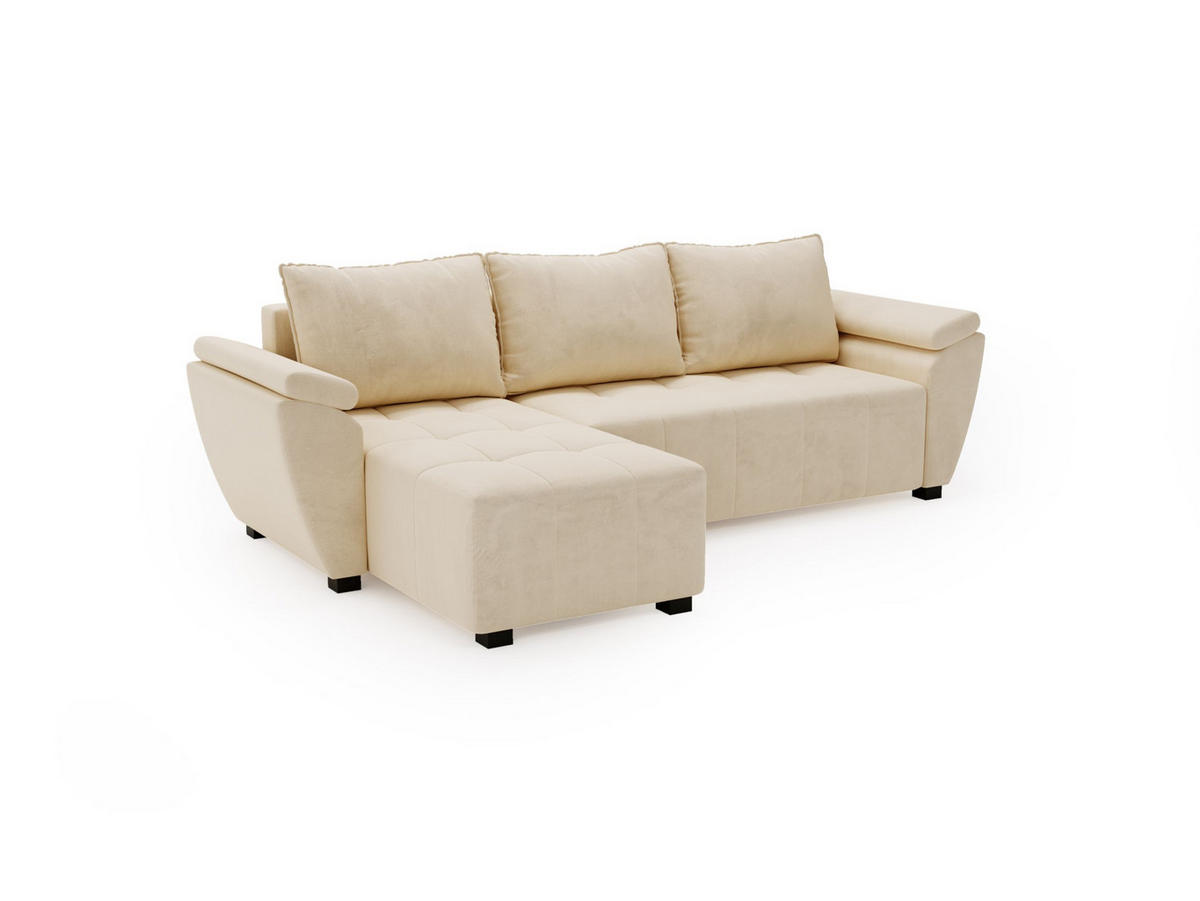 ECKSOFA ZEUS L Monolith 02 Links mit Schlaffunktion - Beige, Textil (251/140cm) - Bedante