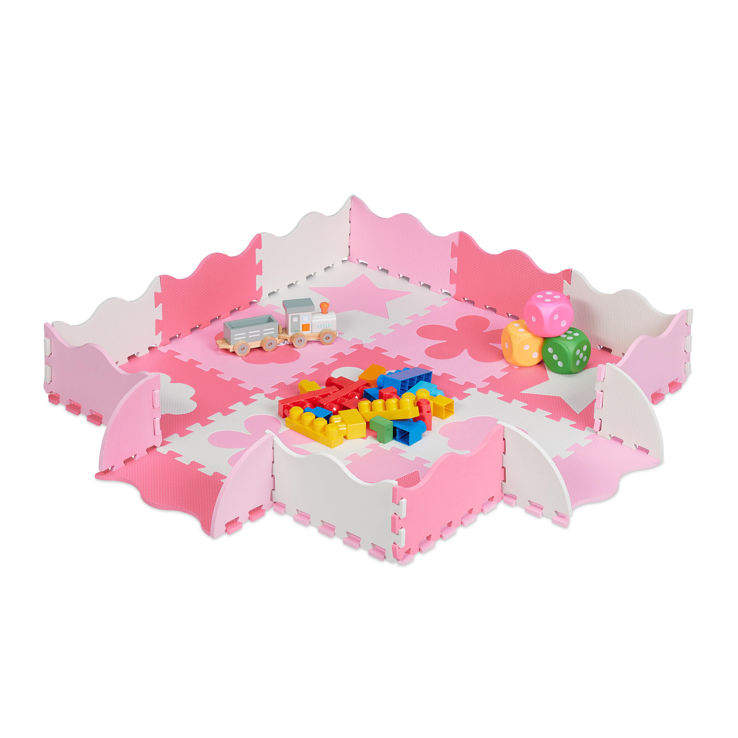 34-TLG.PUZZLEMATTE - Rosa/Weiß, Kunststoff (31.5/31.5cm) - Relaxdays