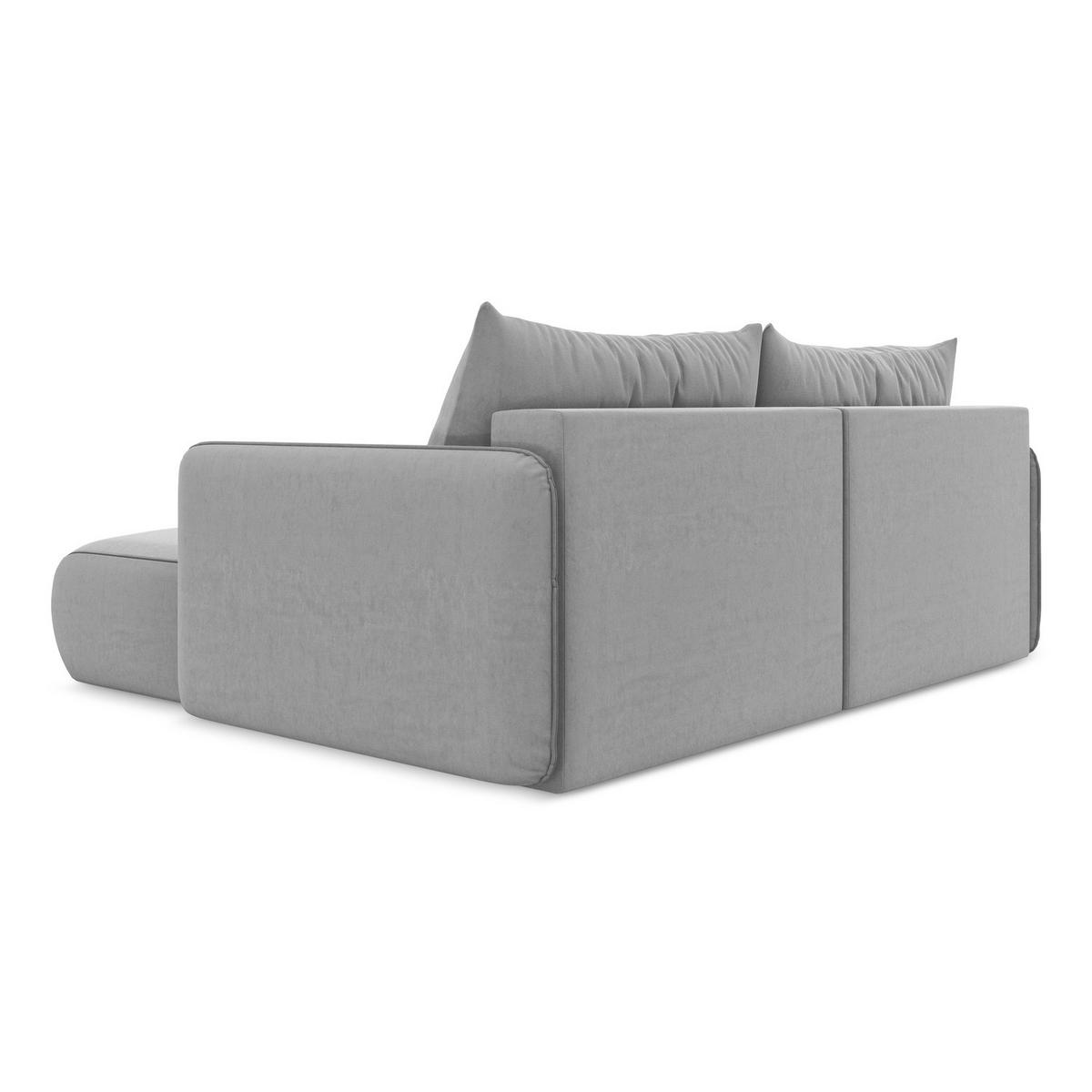 ECKSOFA mit Schlaffunktion Samt Stoff Grau - Schwarz/Grau, Kunststoff/Textil (207/148cm) - LaMiaSofa