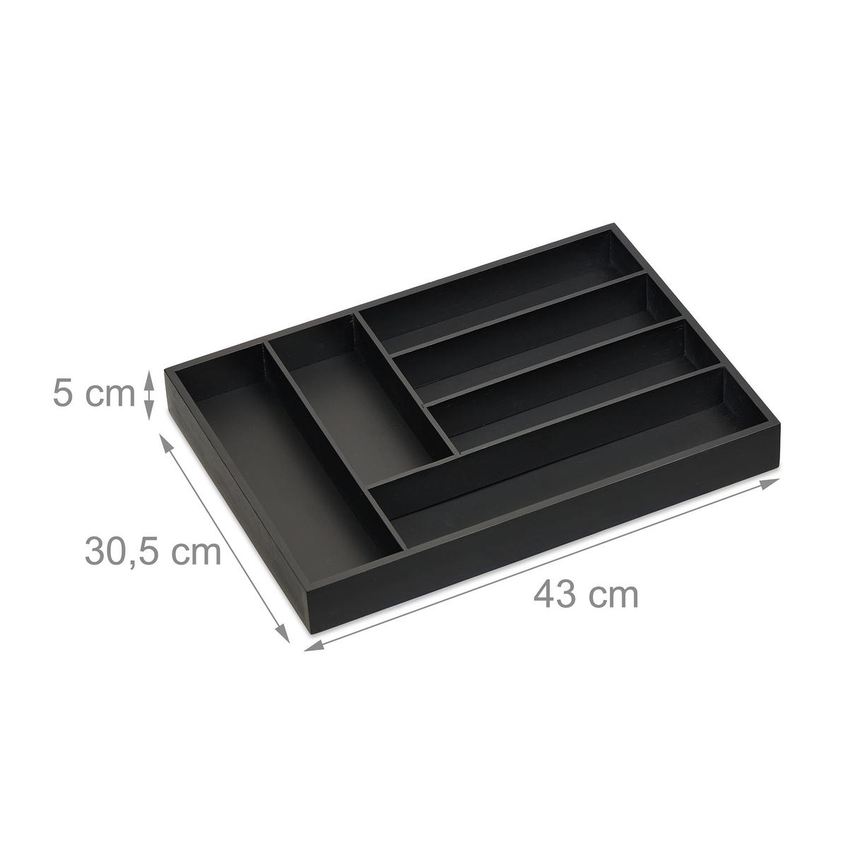 BESTECKKASTEN - Schwarz, Holz/Holzwerkstoff (43/5/30.5cm) - Relaxdays