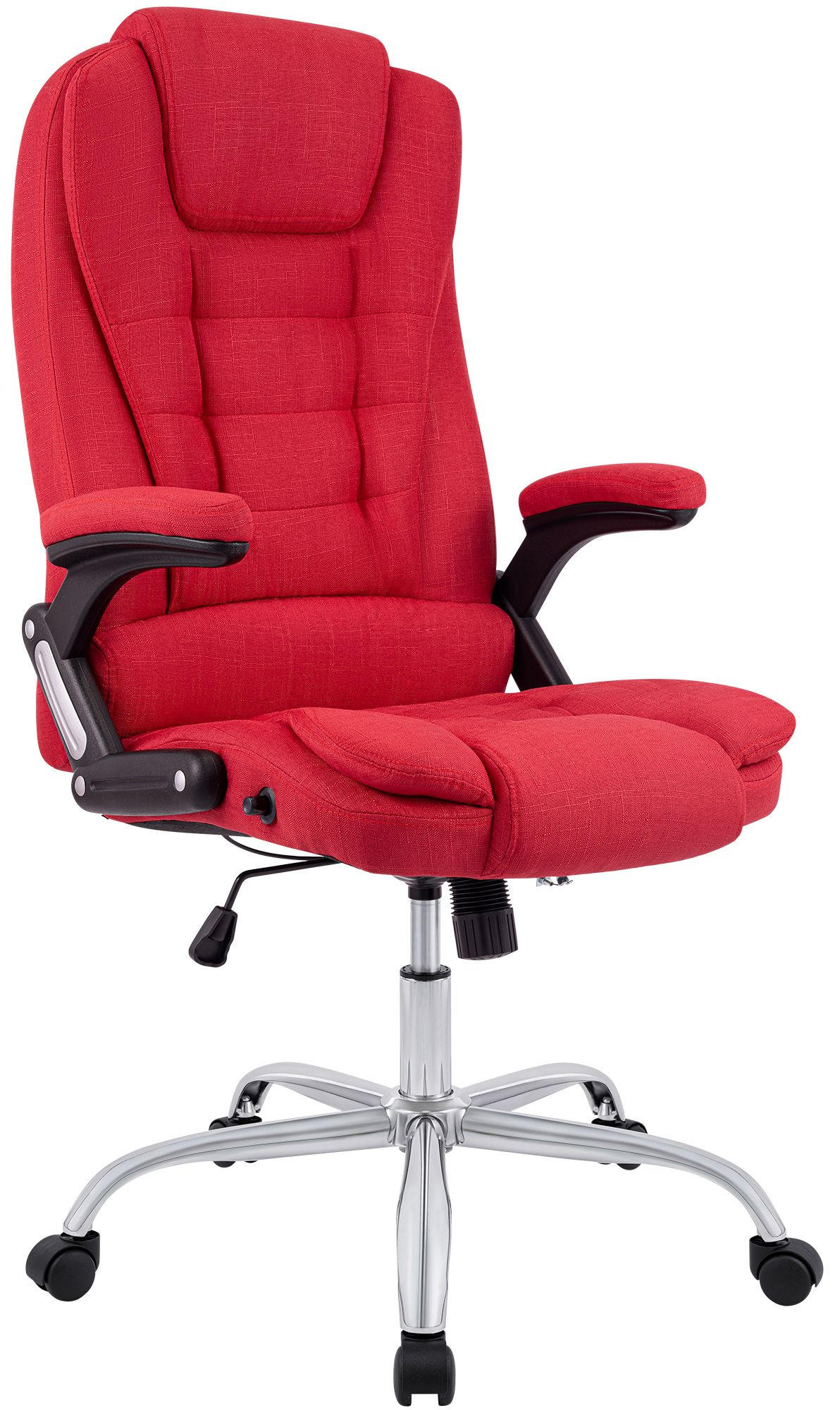 CHEFSESSEL Stoff Rot - Chromfarben/Rot, Textil/Metall (69.5/113/78cm) - CLP