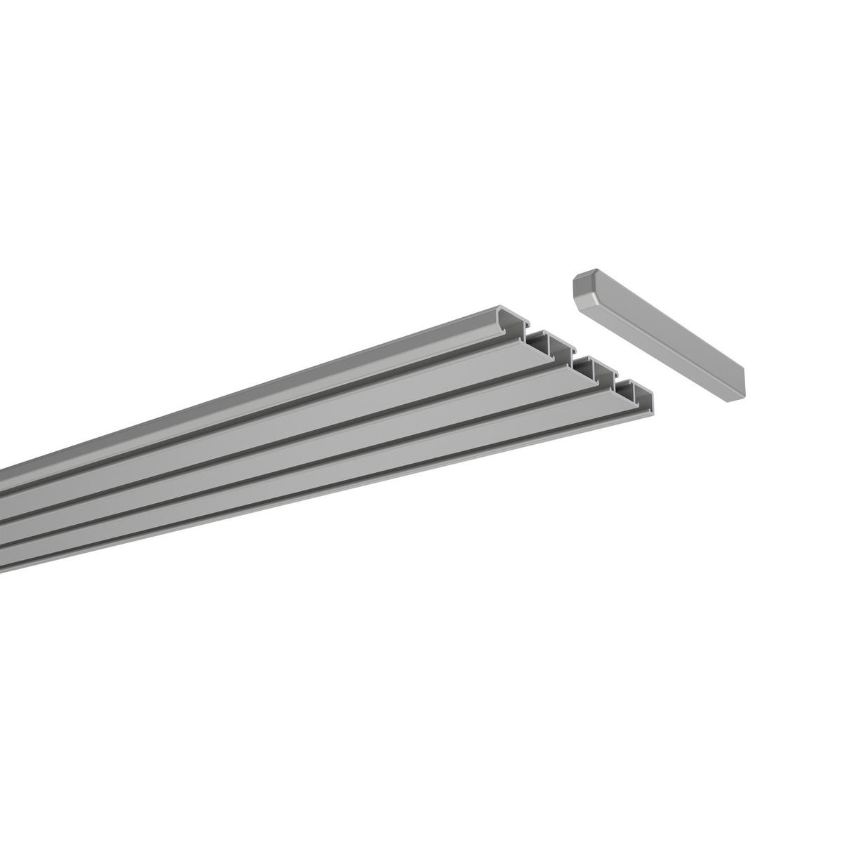 GARDINENSCHIENE Slimline 100 cm, 3-/4-läufig Silbergrau - Silberfarben/Alufarben, Metall (8.6/1.1/100cm) - INTERDECO