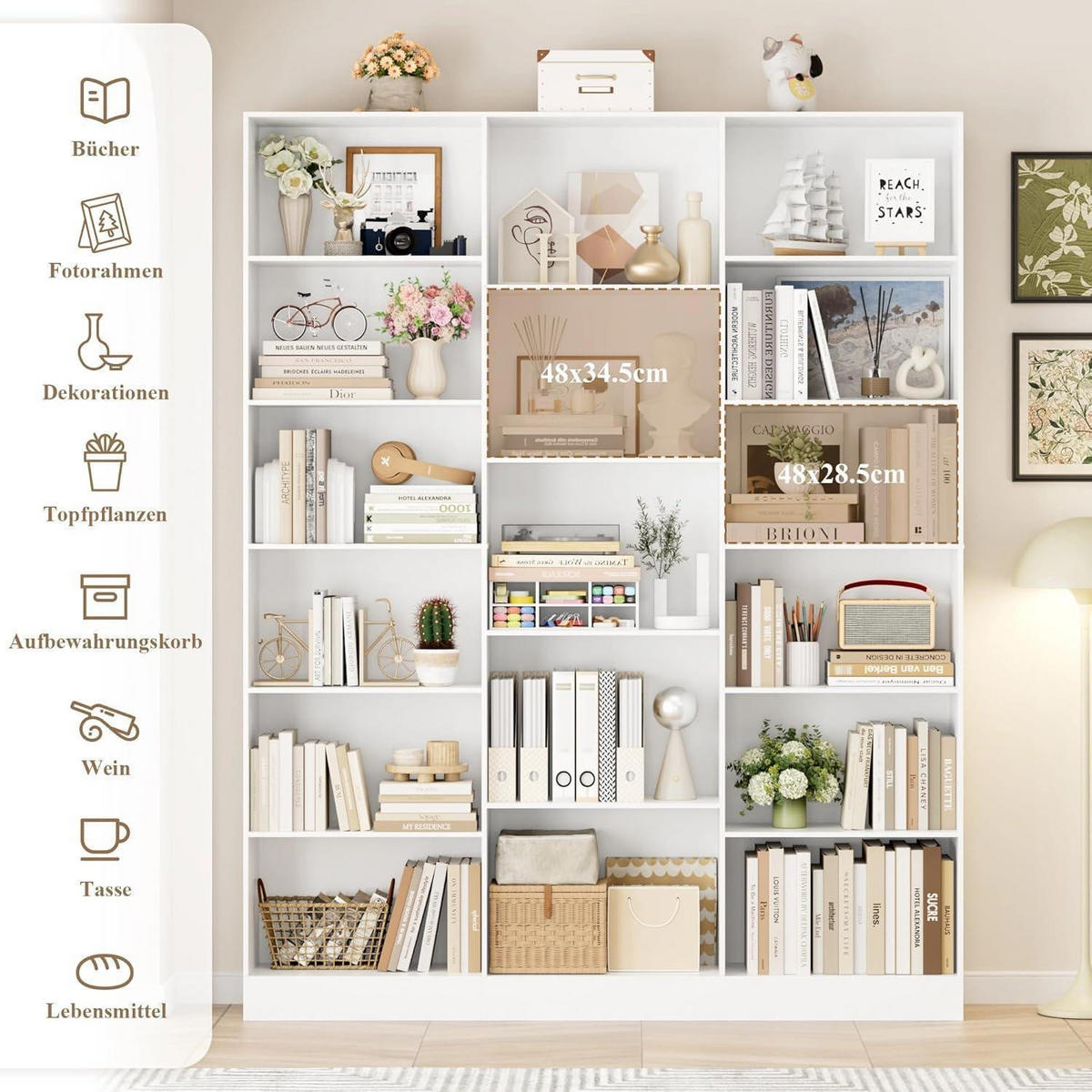 BÜCHERREGAL 188 cm weiß - Weiß, Holzwerkstoff (149/188/23.5cm)