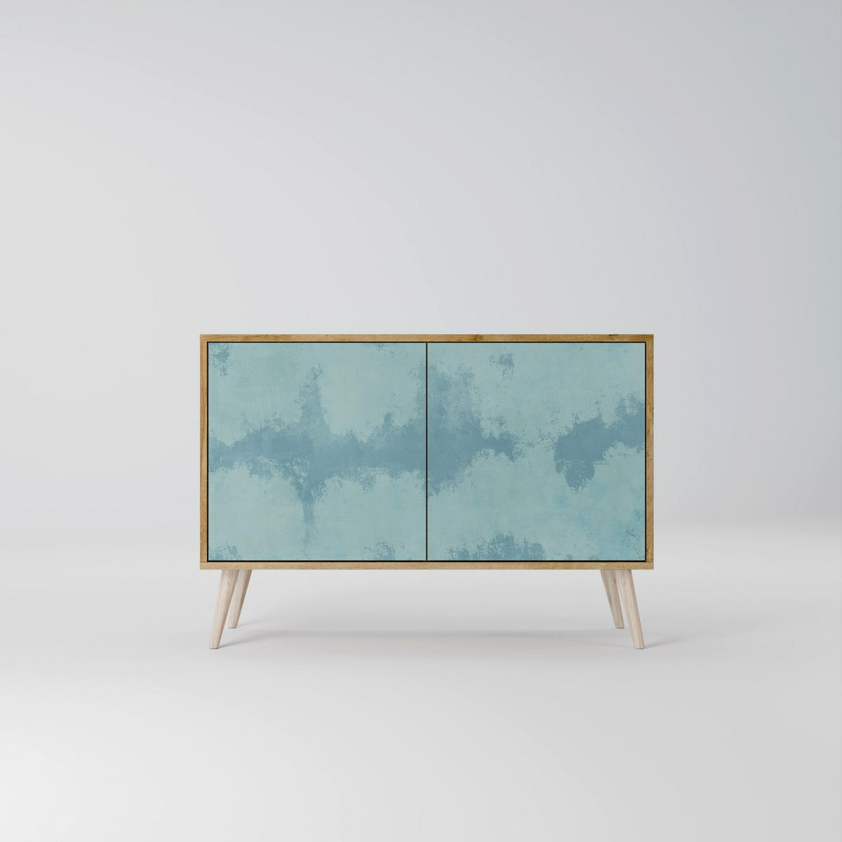 SIDEBOARD SKY WASH, Eicheneffekt, 111x42x77,5 cm, 2 Türen - Eichefarben/Buchefarben, Holzwerkstoff/Buchenholz (111/77.5/42cm) - SpaceRebels