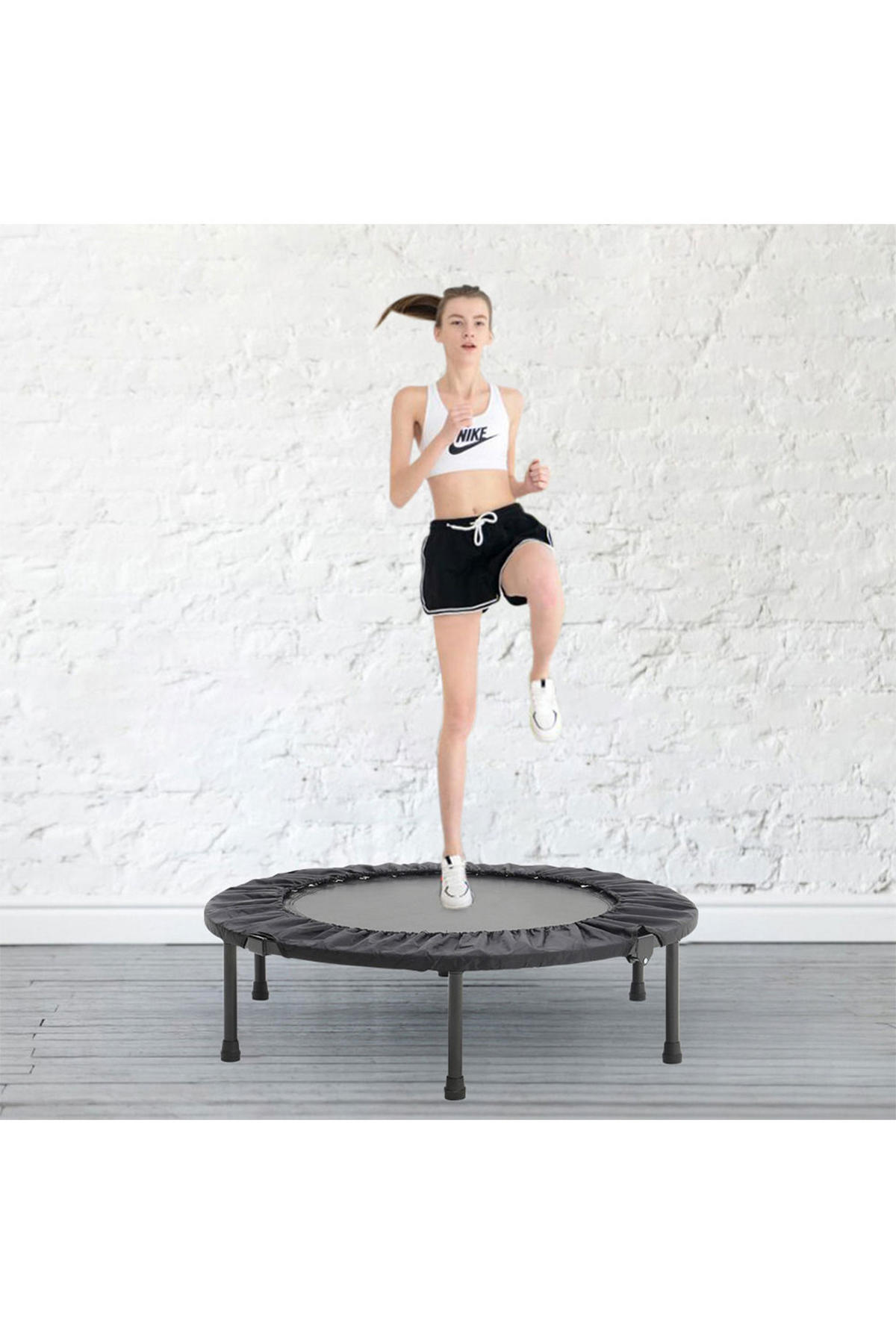 38-ZOLL-INDOOR-FALTTRAMPOLIN aus Stahl, Oxford-Gewebe, Federn in Schwarz 96 cm Durchmesser x 25.5 cm Höhe - Schwarz, Metall (96/96/25.5cm) - Livingandhome