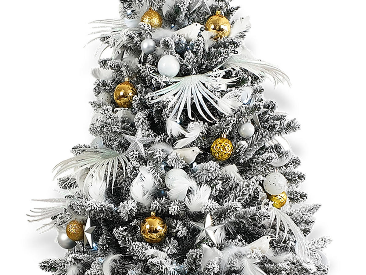LAALU CHRISTBAUMKUGEL-SET 222 Stück im Karton POLAR GOLD für Weihnachtsbäume 300-450 cm - Rot/Silberfarben, Glas/Kunststoff (60/50/80cm) - LAALU