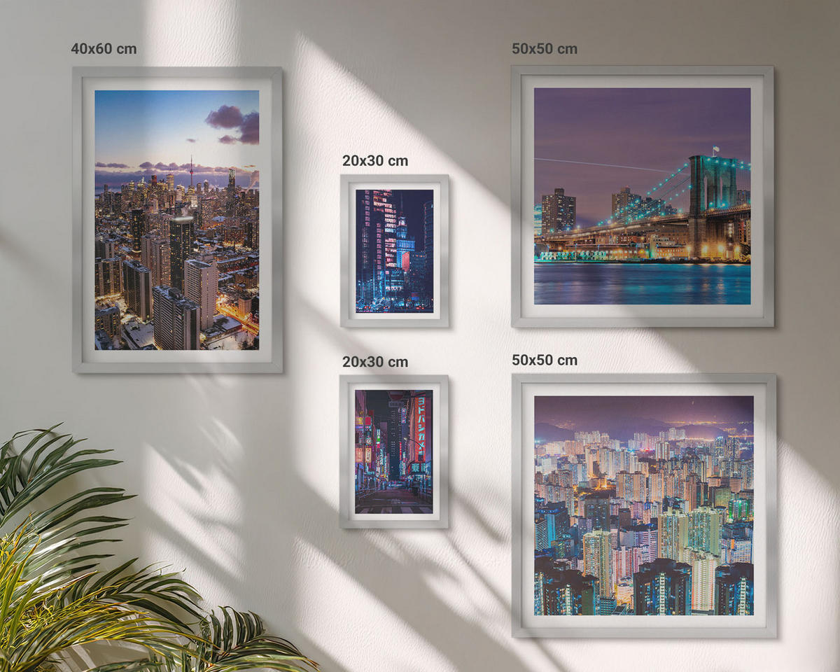 WANDBILDER 5er Set - 50x50 cm & 20x30 cm & 40x60 cm Silberner Rahmen - Bergblumen Himmelsweg - Silberfarben, Kunststoff (40/60cm) - ArtPrintCave