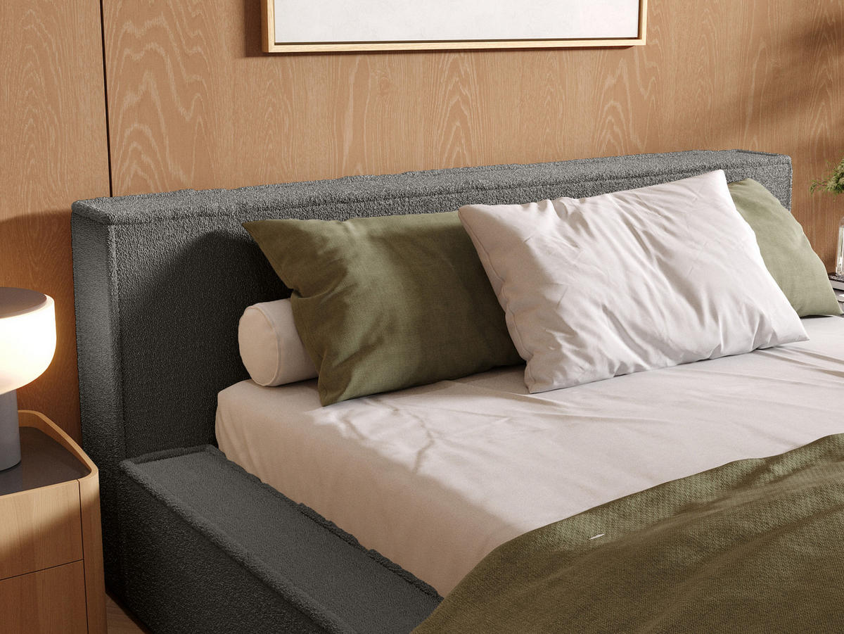 POLSTERBETT Menfi 200x200 cm, Grau - Dunkelgrau, Textil (200/200cm) - Fedve