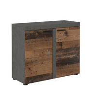 KOMMODE RITMO 97/82/40 cm mit 2 Türen Hellgrau - Hellgrau/Braun, Holzwerkstoff (97/82/40cm) - MASSENO