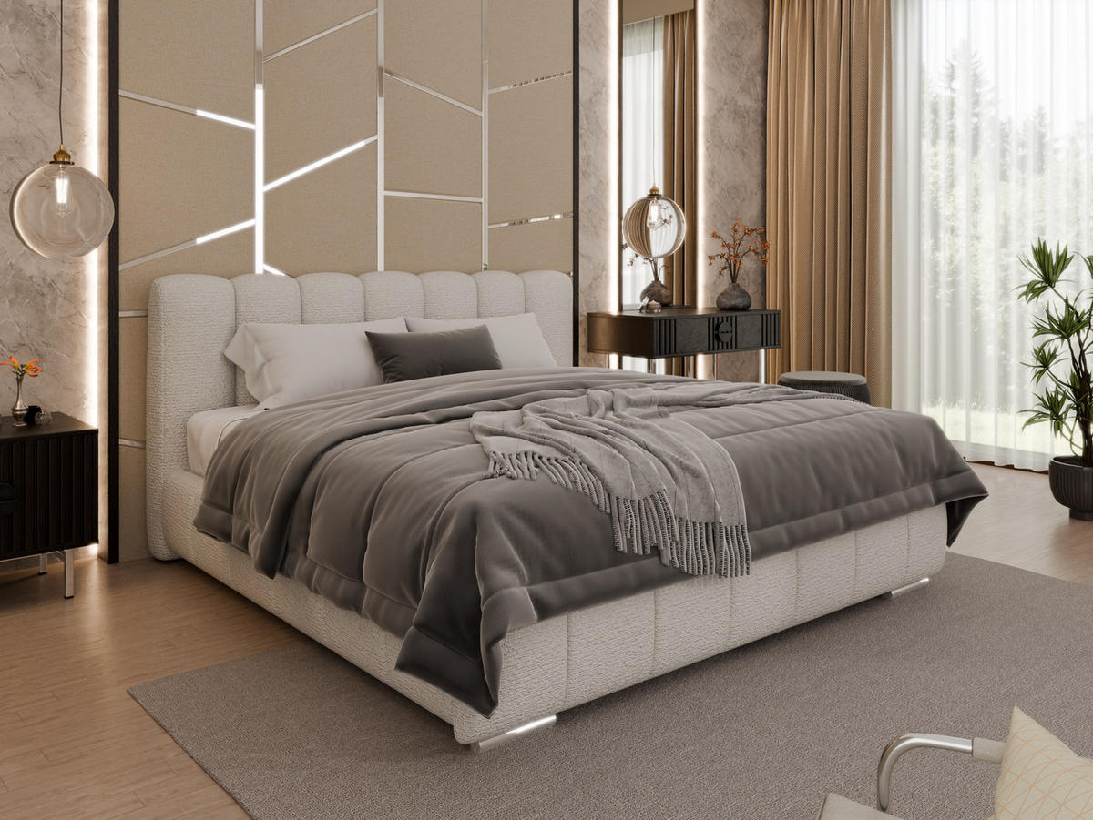 POLSTERBETT Zaira 180x200cm – Elegantes Polsterbett für modernen Wohnstil , ohne matratze, cappuccino - Cappuccino, Holz (180/200cm) - Panda Möbel