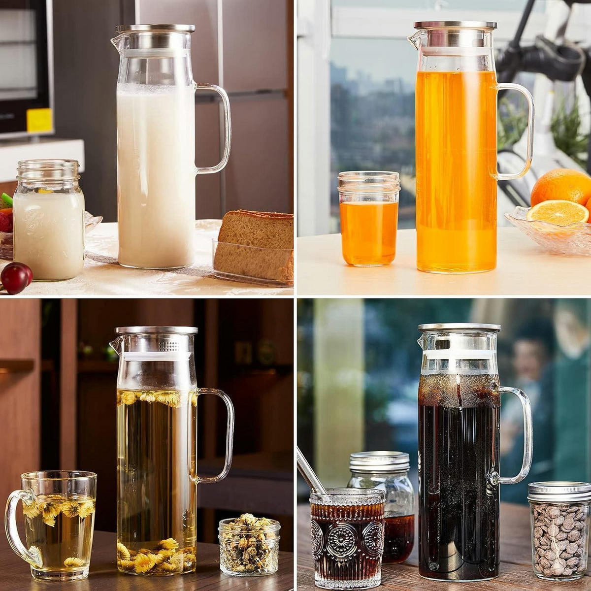 GLASKARAFFE 1.5 Liter mit Deckel - Transparent, Glas (9/9cm)