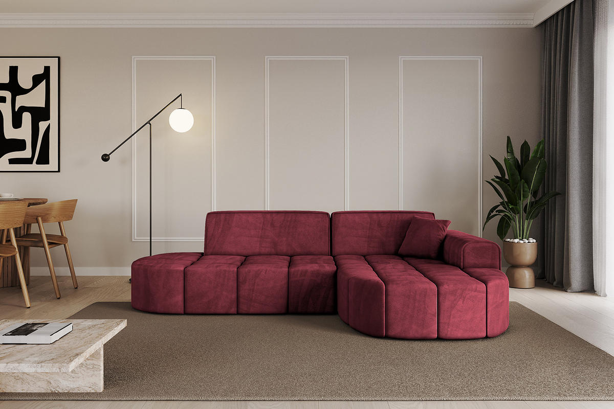 ECKSOFA Ottomane Rechts LIVO-L1 - 252x173x79,5 cm Bordeauxrot - Bordeaux, Holzwerkstoff/Textil (252/173cm) - ALTDECOR