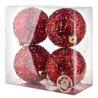 WEIHNACHTSKUGELN Santa Lila 4-tlg - Rot, Kunststoff (15/25/25cm) - Mondex