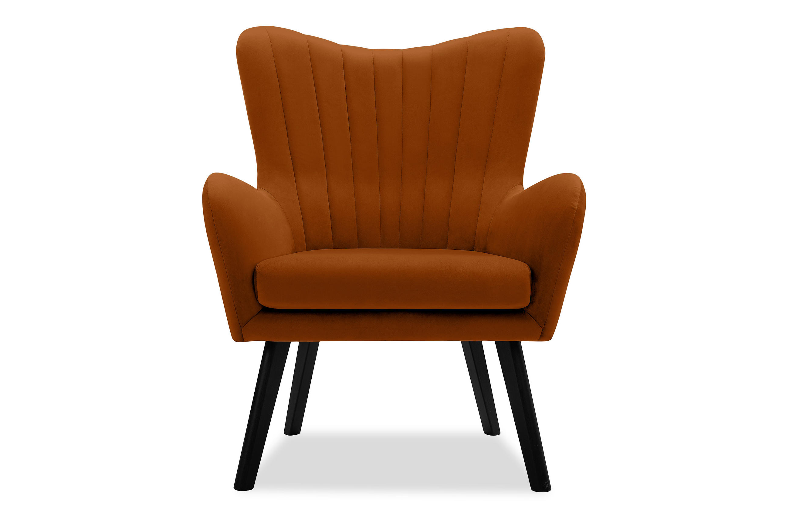 OHRENSESSEL GADI Velourstoff, Rot - Rot/Schwarz, Holz/Textil (76/100/78cm) - KONSIMO®