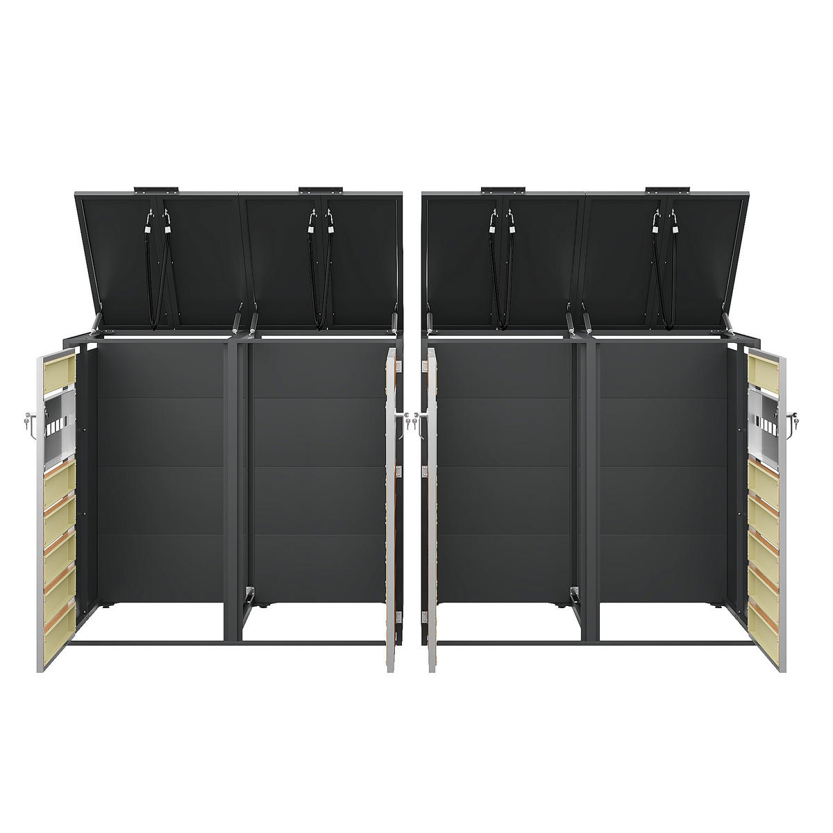 MÜLLTONNENBOX Zwei Türen Holzmaserung/Grau - Braun, Metall (132/118.5/80cm) - ComfortXL