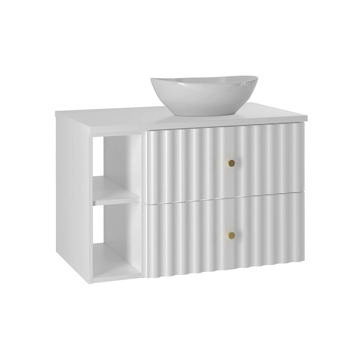 BADMÖBEL 80.6cm Izae 2er-Set Weiß - Weiß, Holzwerkstoff (80.6/52.2/46.5cm) - Petits-meubles