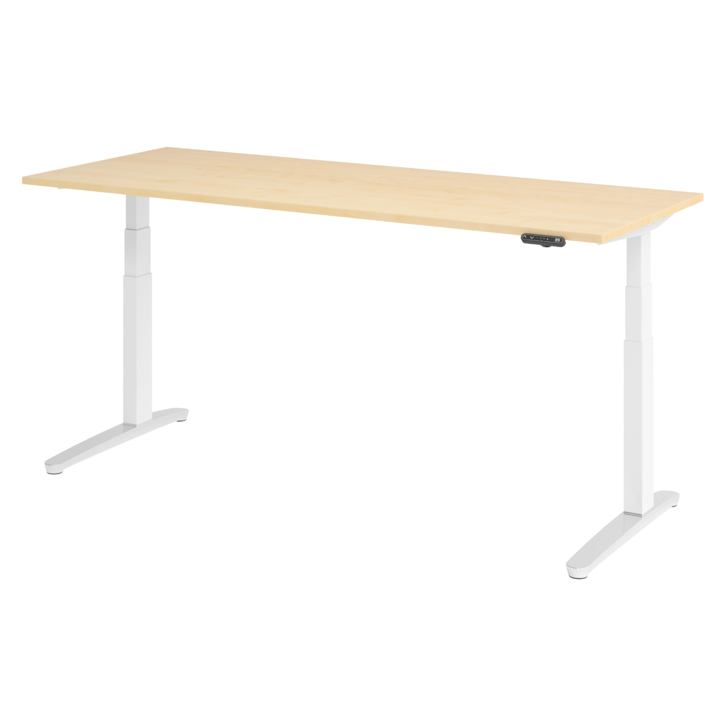 bümö Schreibtisch Ahorn, Weiß, Silber 200x74x80 cm