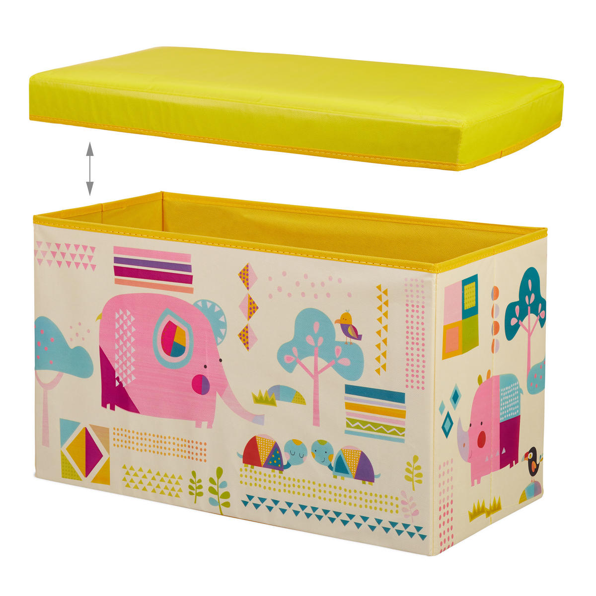 SITZBOX - Multicolor, Holzwerkstoff/Textil (60.5/36/30.5cm) - Relaxdays