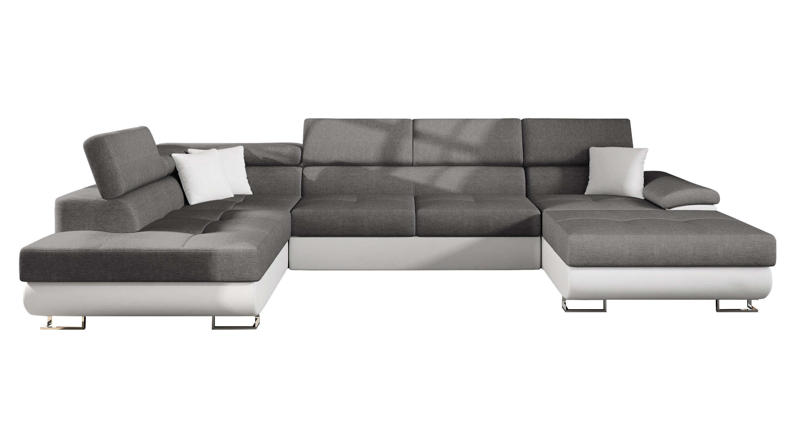 WOHNLANDSCHAFT Cotere Bis, Seite: Links - Weiß/Grau, Holz/Textil (345/91/202cm) - MIRJAN24