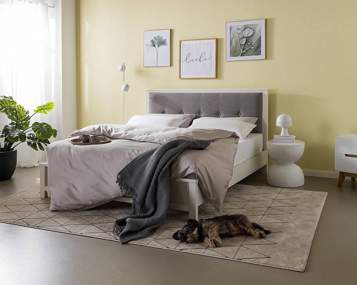 BETTGESTELL - Kiefer massiv / MDF - Weiß, Holz/Holzwerkstoff (160/200cm) - home24