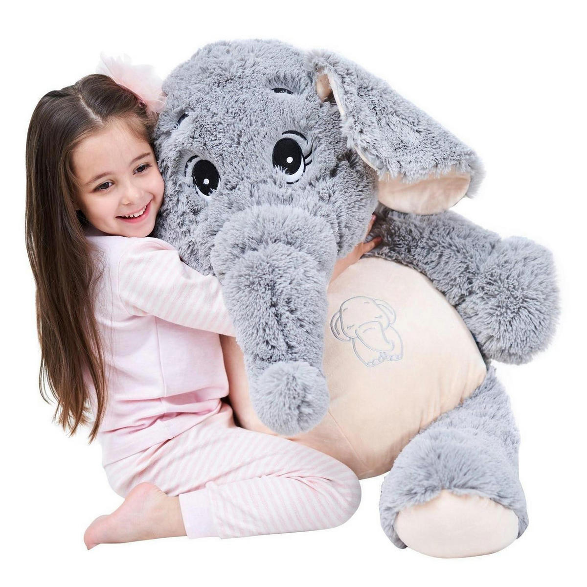 STOFFTIER Elefant Grau 100 cm - Grau, Textil (60/100cm)