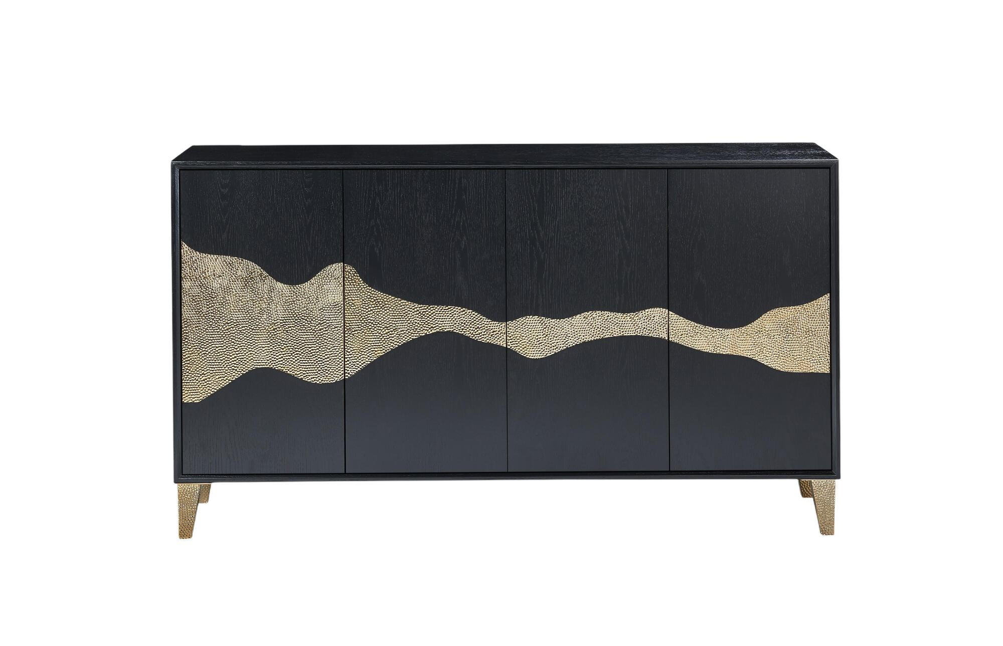 SIDEBOARD STILIG Schwarz, Gold 150x40x86 cm - Goldfarben/Schwarz, Holzwerkstoff (150/86/40cm) - FURNLUX