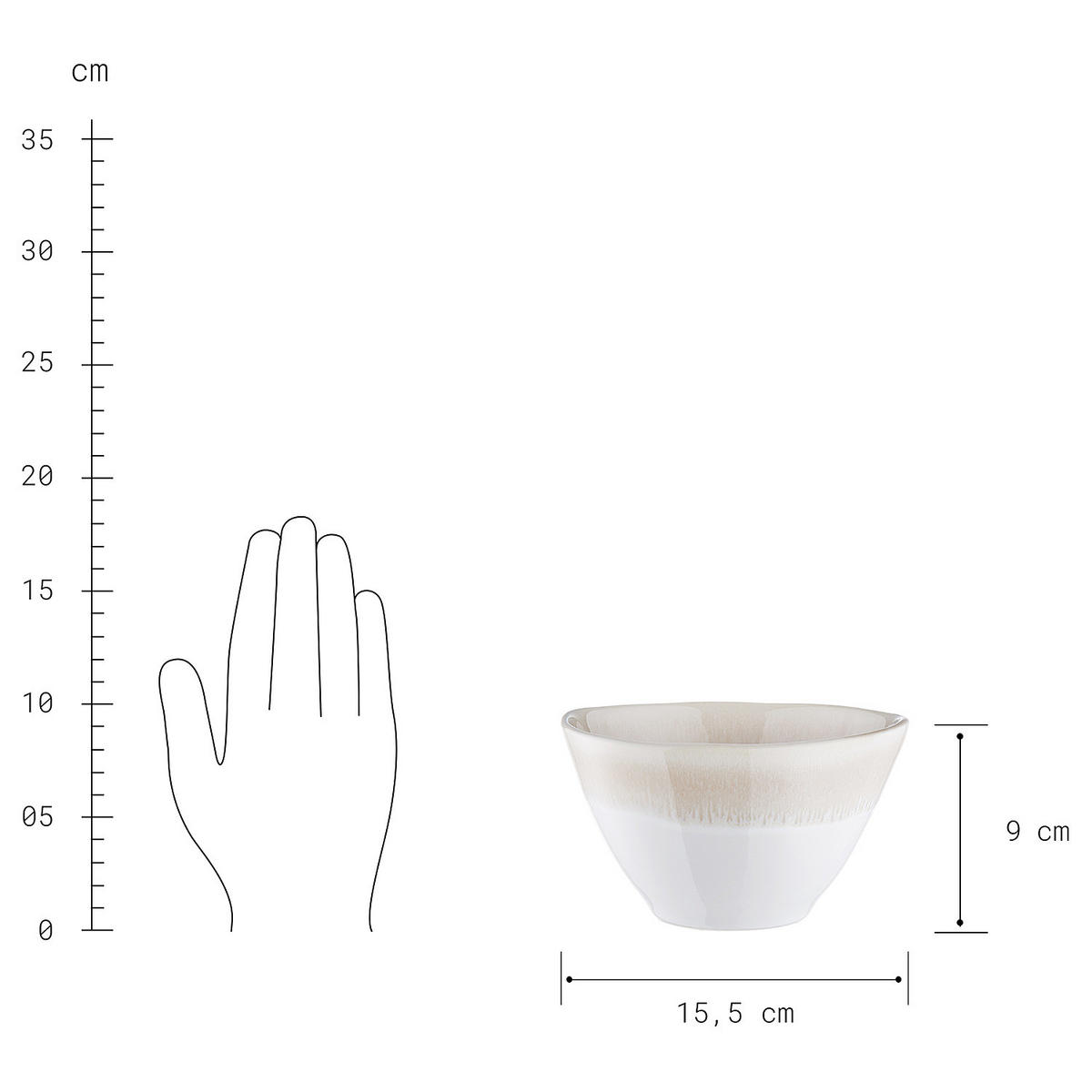 SCHALE (4er Set) Atlantis - Beige, Keramik (16/16/9cm) - Butlers