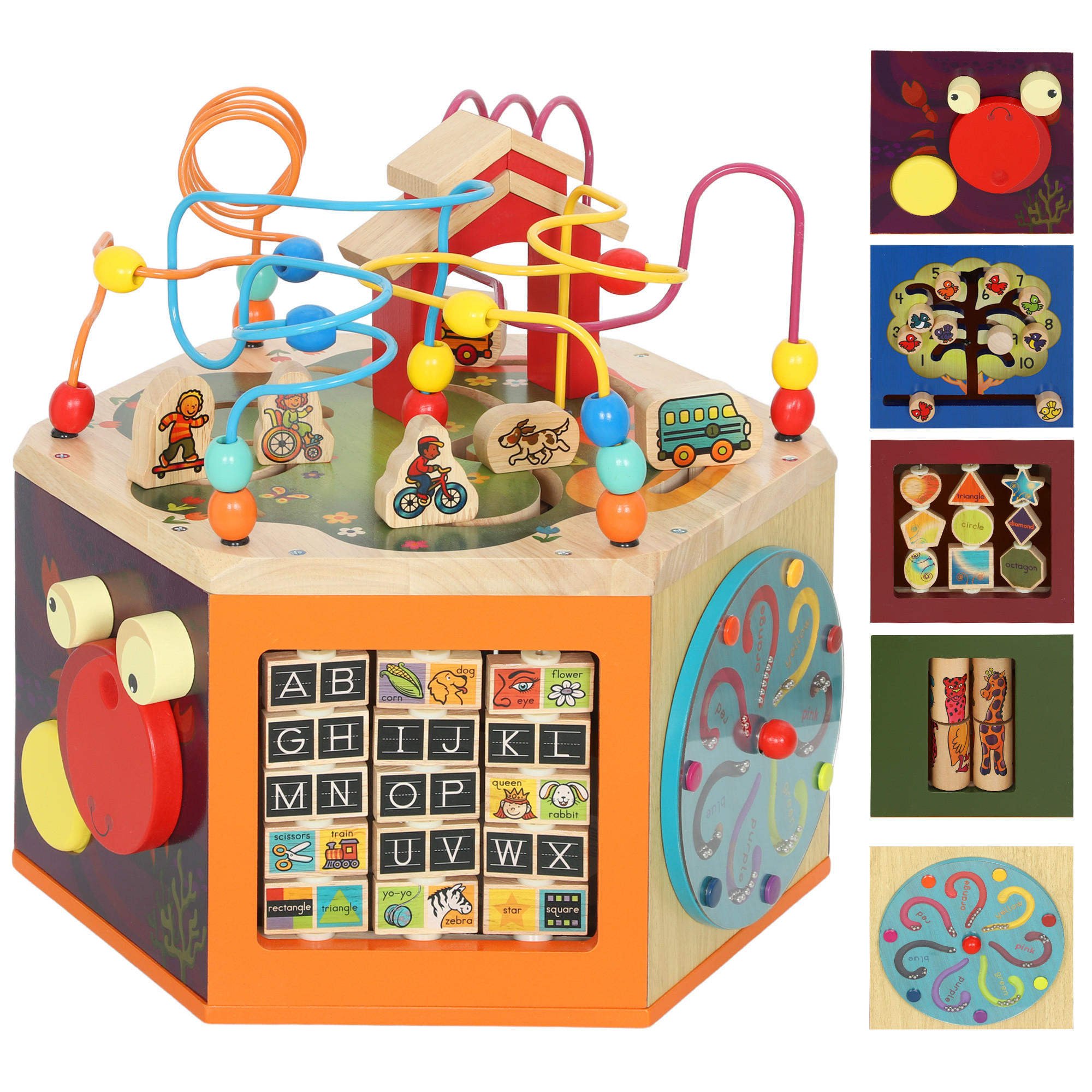 MOTORIKWÜRFEL DE-10198 8-in-1 mit Motorikschleife Mehrfarbig - Multicolor, Holzwerkstoff (37.5/37.5/41.5cm) - ComfortXL
