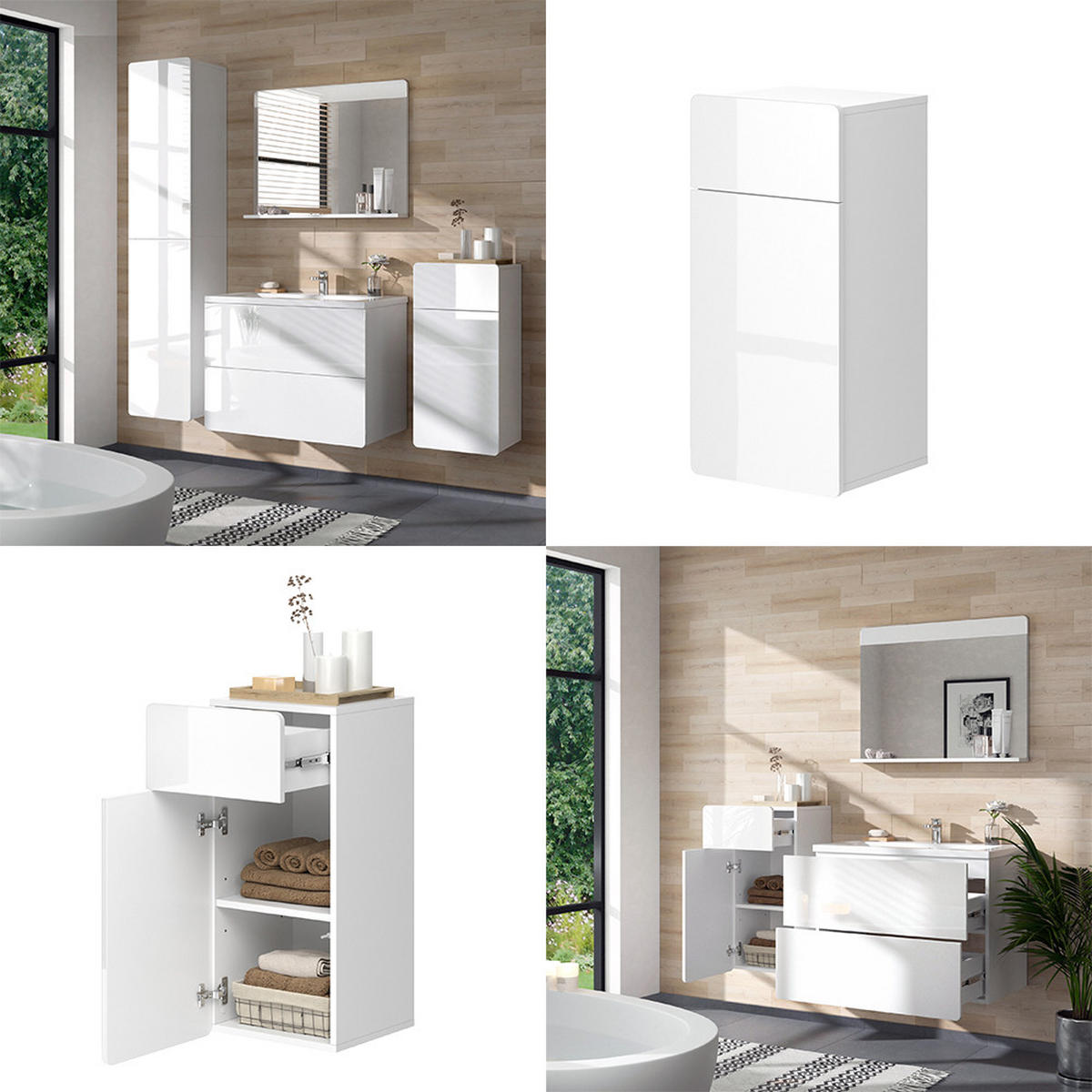 MIDISCHRANK Izan Weiß 36.6 x 76.6 cm mit Schublade und Tür - Weiß, Holzwerkstoff (36.6/76.6/32.8cm) - Vicco