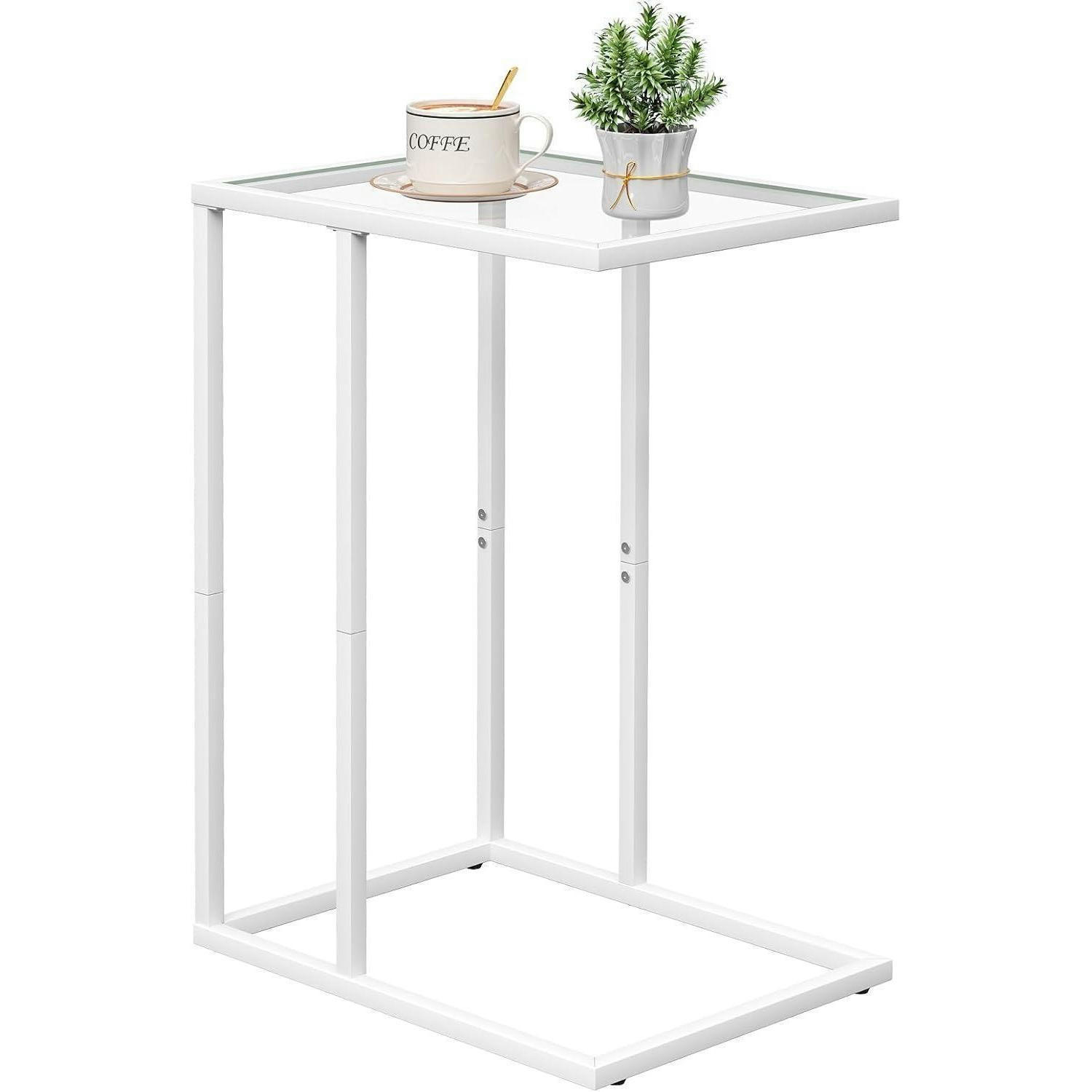 BEISTELLTISCH C-Form Glas Weiß - Weiß, Glas (30/40/60cm)