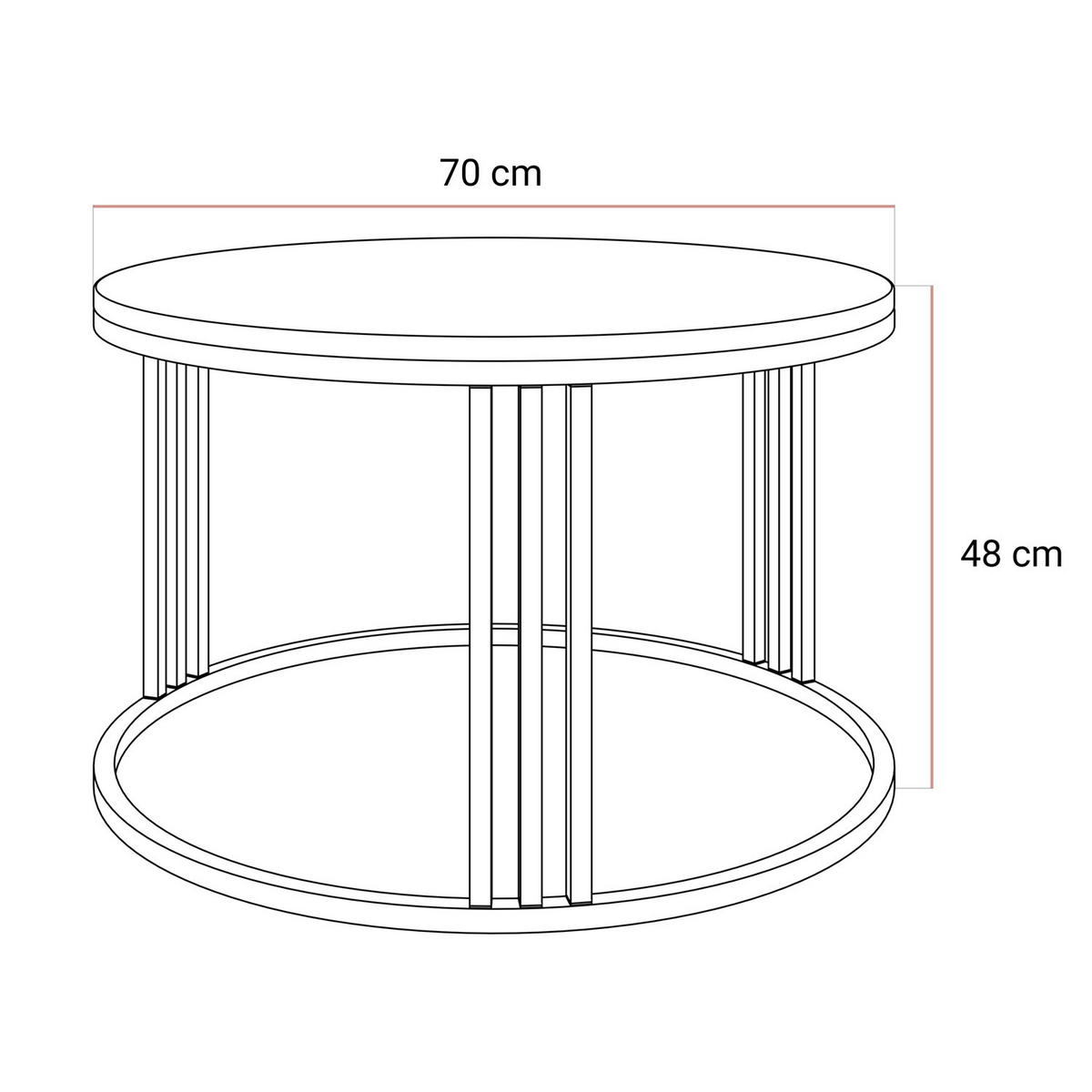 COUCHTISCH LORI Hochglanz auf kaschmirfarbenem Gestell Kaschmir / Weiß Hochglanz - Kaschmir/Weiß, Holzwerkstoff (70/70/48cm) - Lookway