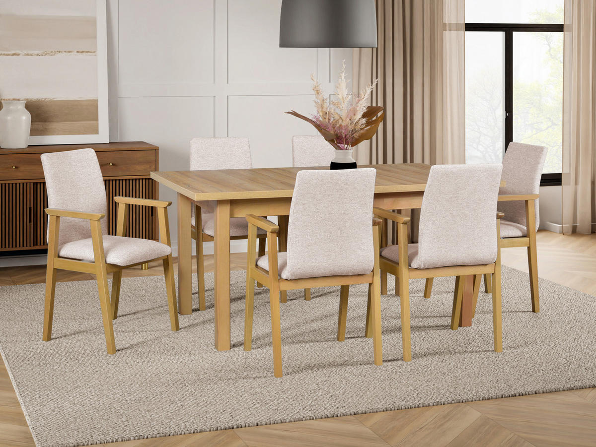 STUHL 2er Set SESSEL 1, grandson, aragon 03 - Beige/Graubraun, Holz (52/91/41cm) - Leaf Design