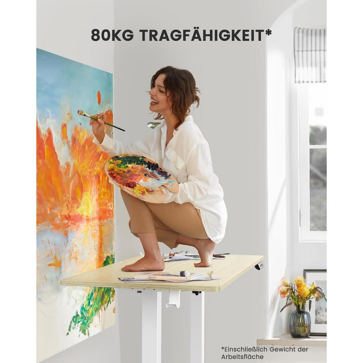 SCHREIBTISCH höhenverstellbar 100 x 60 cm helle Holzfarbe - Braun, Holzwerkstoff (100/60/72cm)