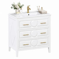 BADEZIMMERSCHRANK mit Keramikbecken 81 x 46,5 x 86,5 cm Weiß - Weiß, Holzwerkstoff (46.5/86.5/81cm) - Beauniv