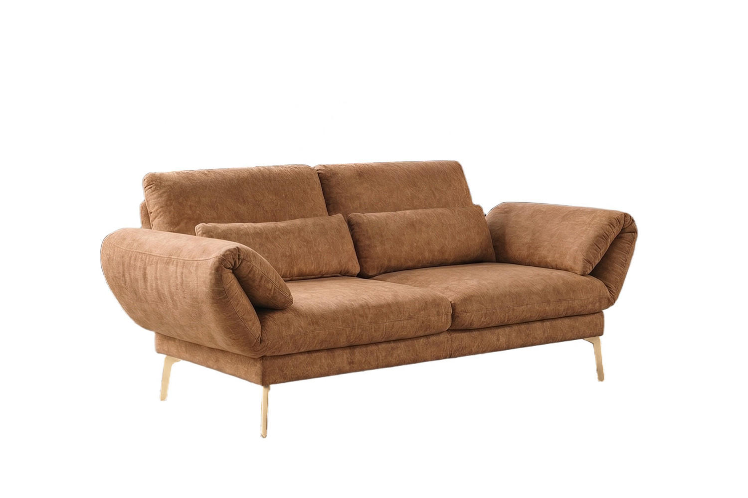 SOFA HOLLY Braun Flachgewebe - Dunkelbraun/Braun, Textil/Metall (176/90/92cm) - KAWOLA
