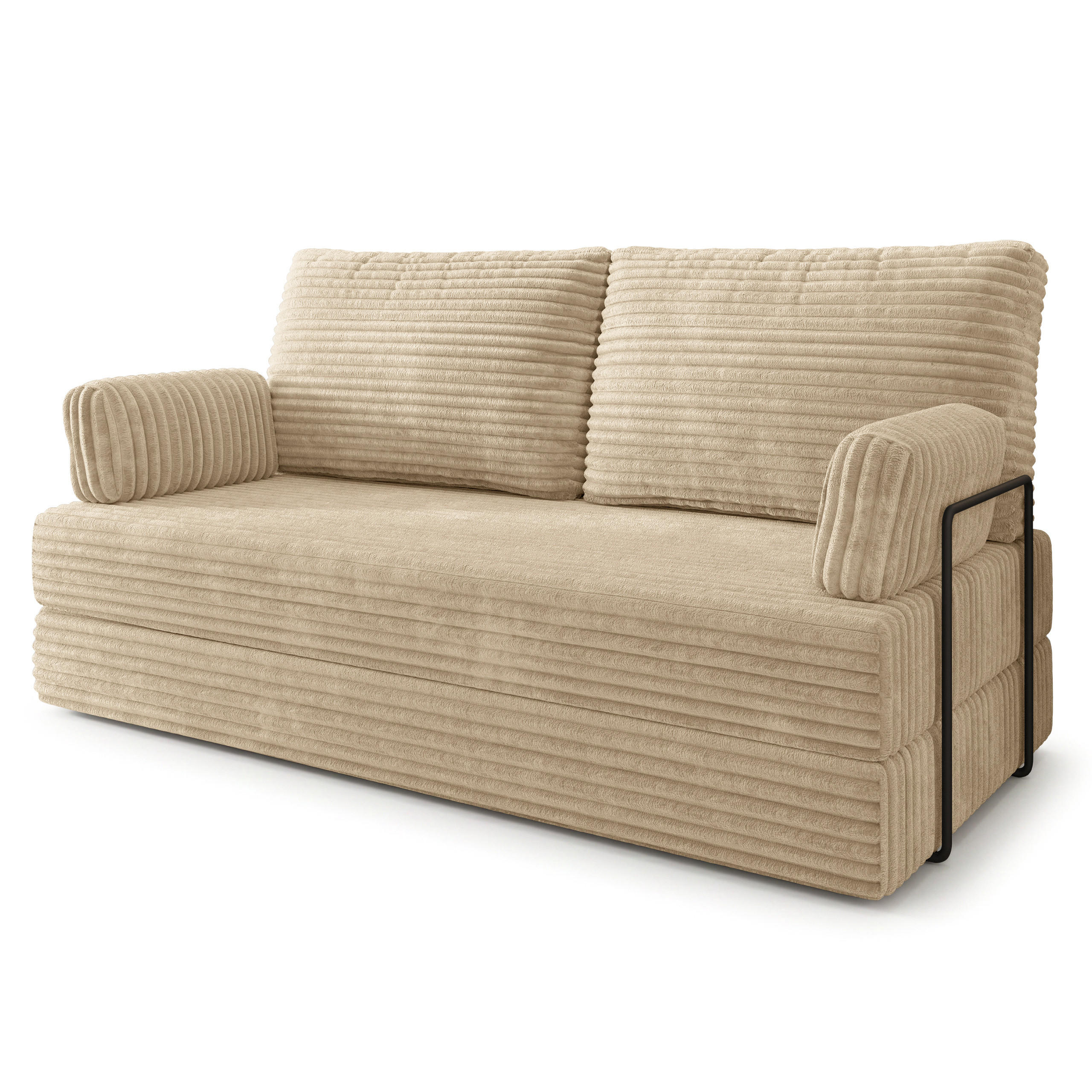 BETTSOFA SILAR aus Schaumstoff Cordstoff Creme Schlaffunktion - Creme, Textil (170/86/80cm) - MASSENO