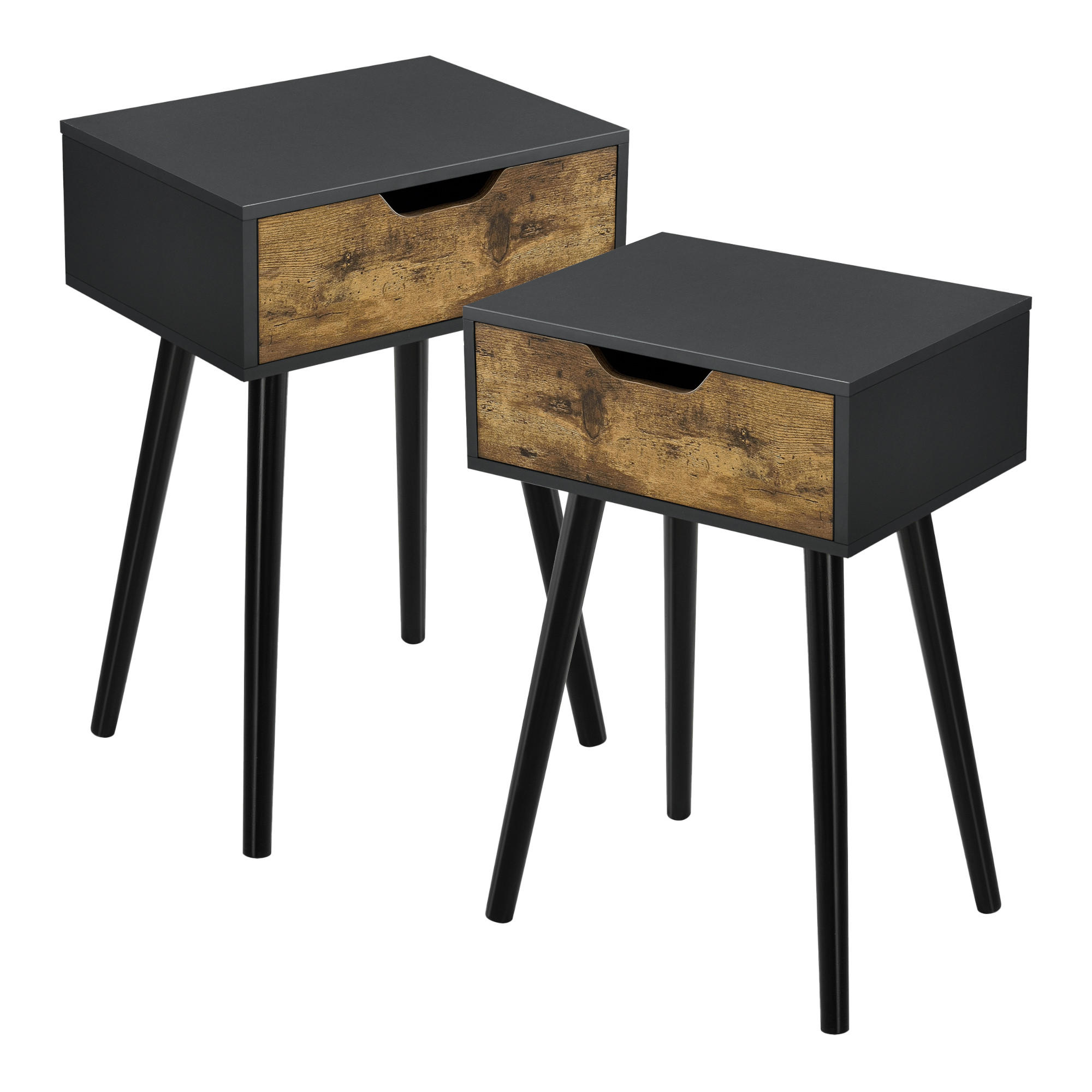 BEISTELLTISCH-SET 2 TLG. Östersund - Dunkelbraun/Schwarz, Holz/Holzwerkstoff (29.5/40/60cm) - [en.casa]